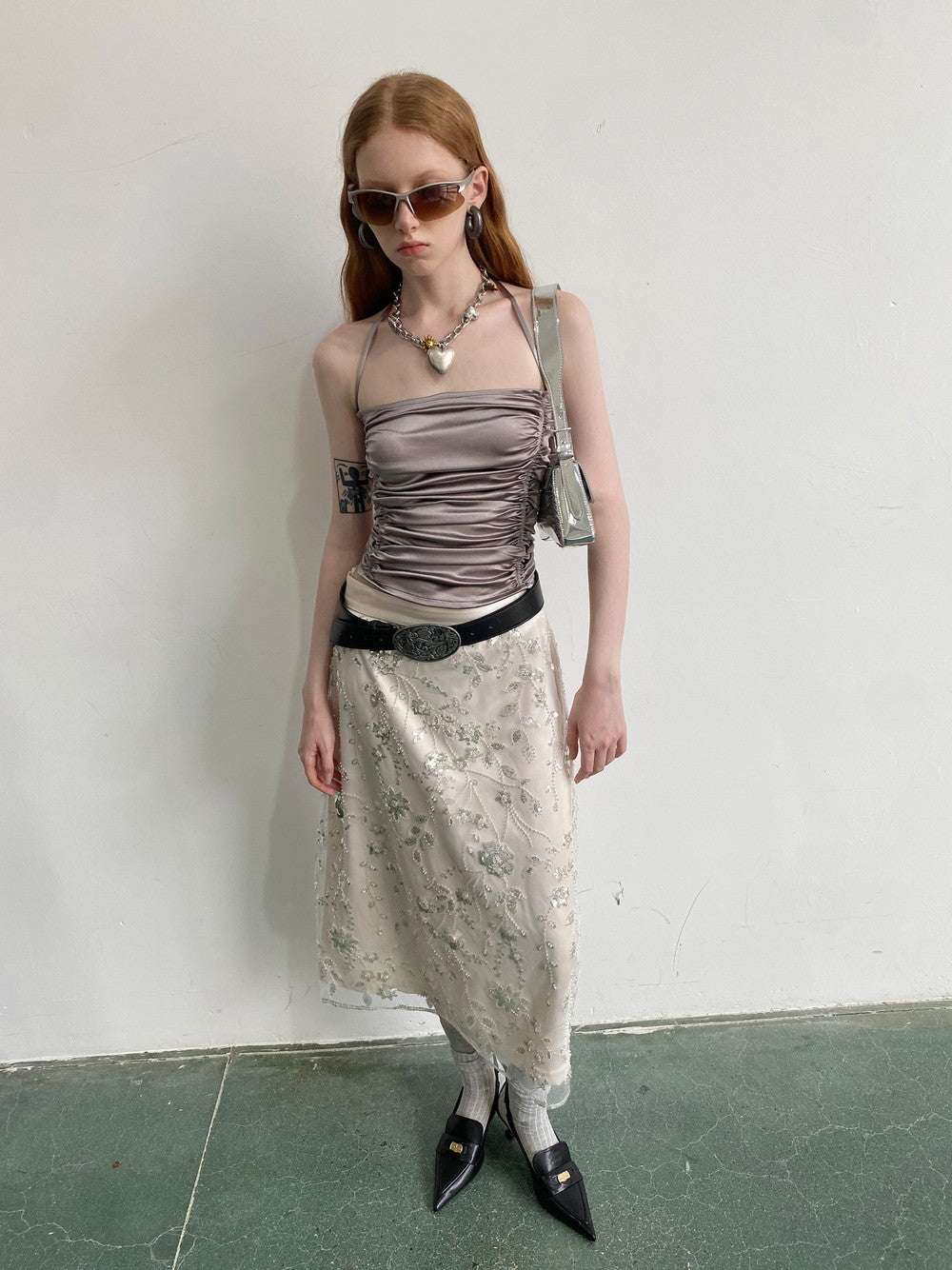 광택있는 드레이프 꽉자는 카미솔