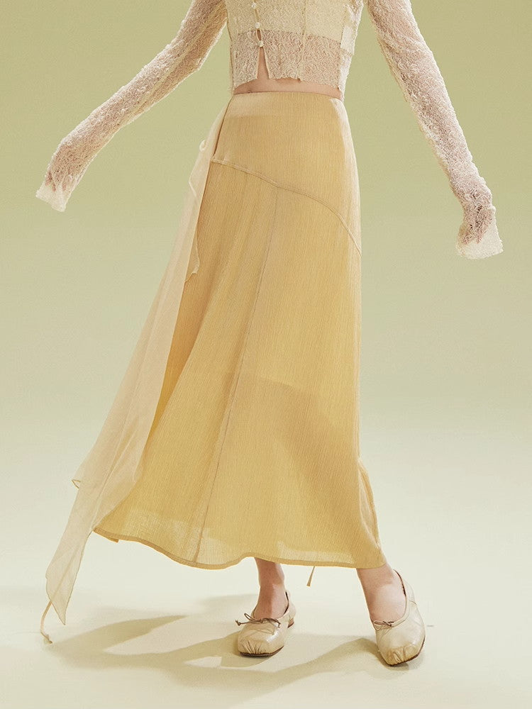 Nichi Docking Ciffon Flare Long-Skirt