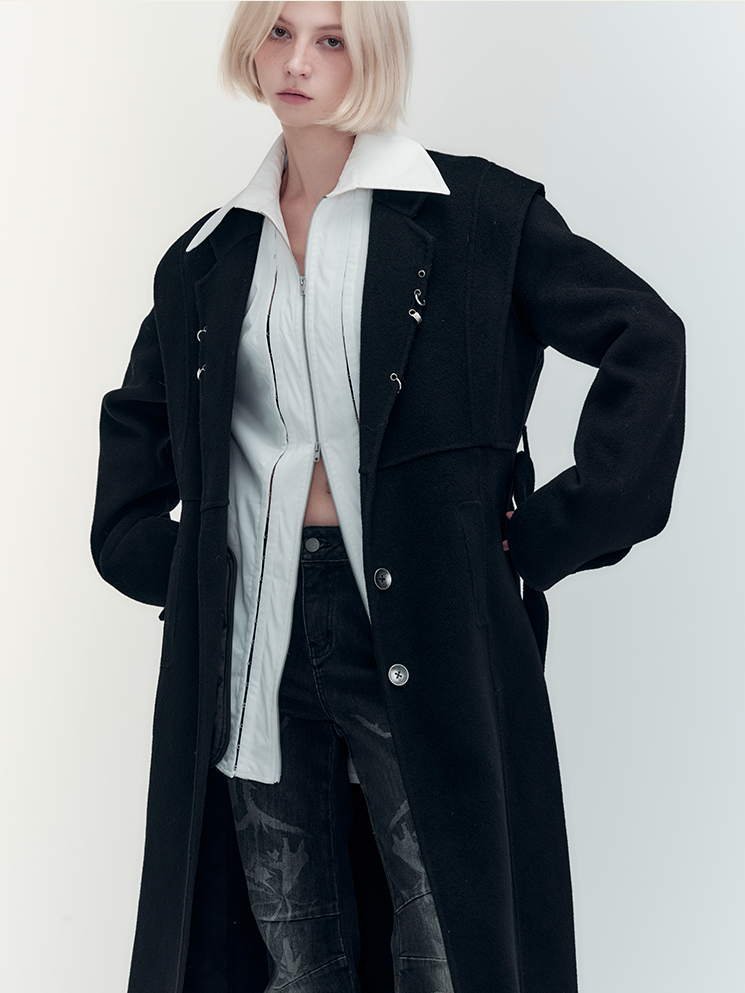 하이엔드 울 니치 버튼 쿨 롱 코트