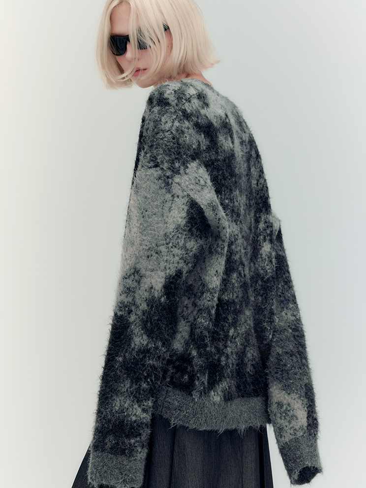 Tie-Dye-Crew-Hals Retro Oversize Strick
