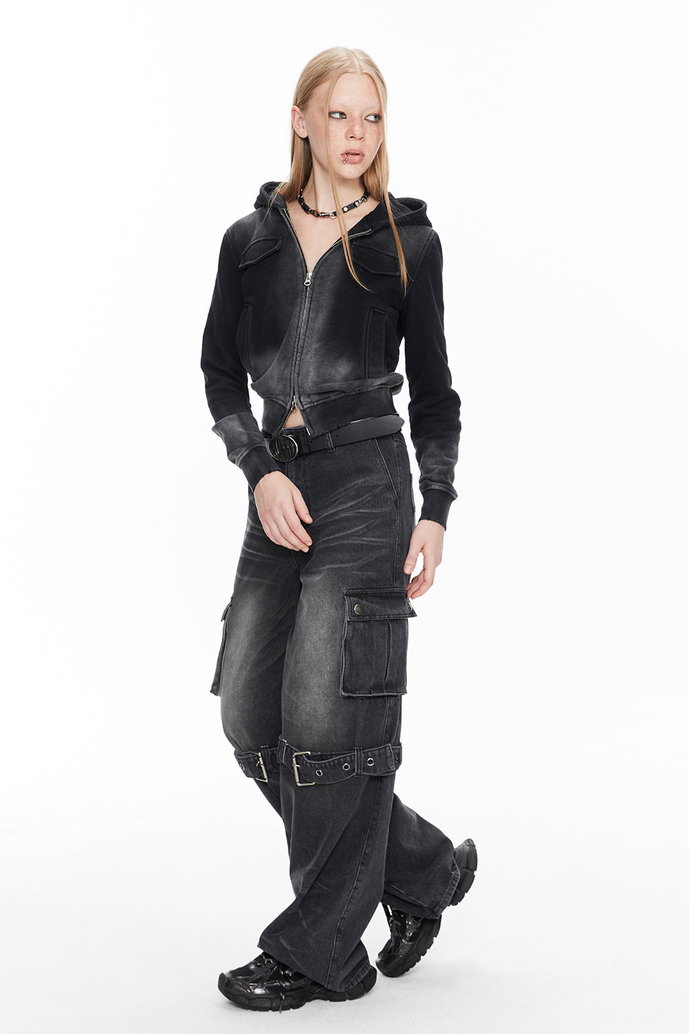 데님 페이디드 빈티지 캐주얼 블루종 & 파카 & 스커트