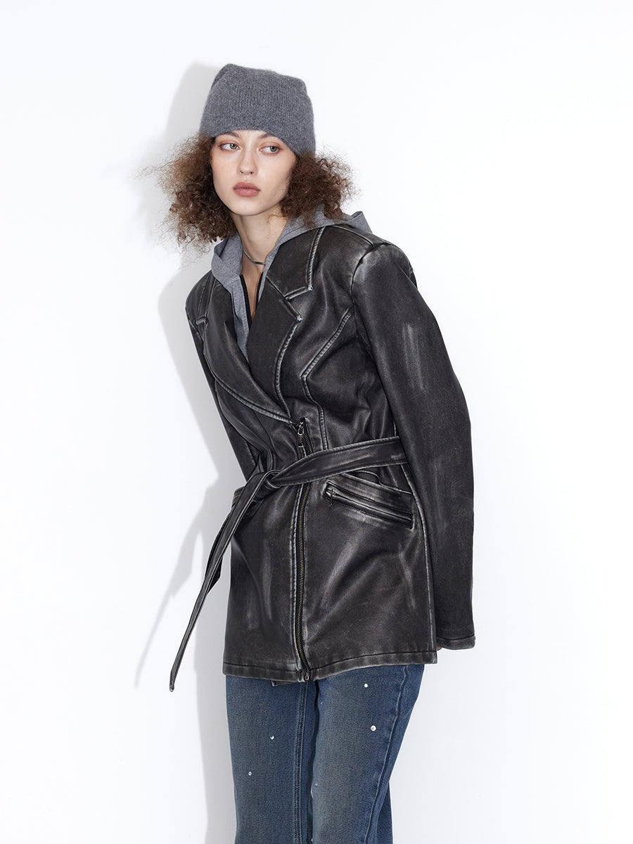 Stich Retro Vintage High-End Leder-Jacke