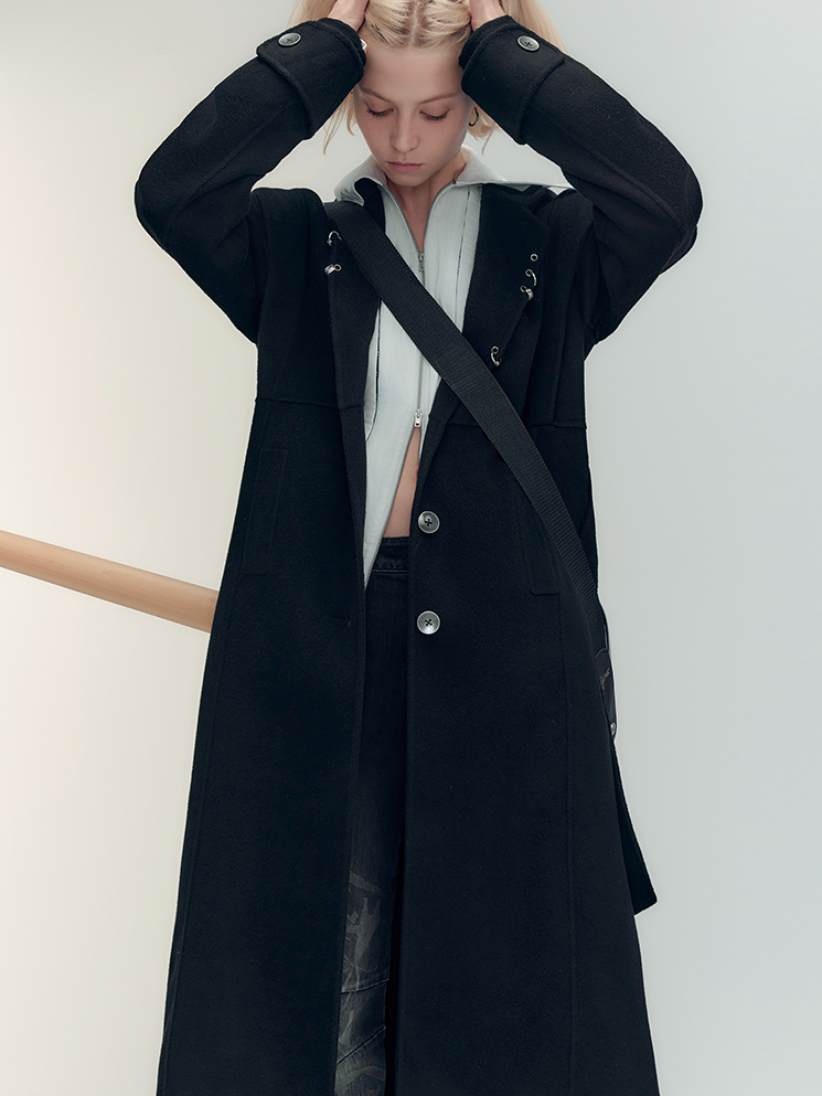 하이엔드 울 니치 버튼 쿨 롱 코트