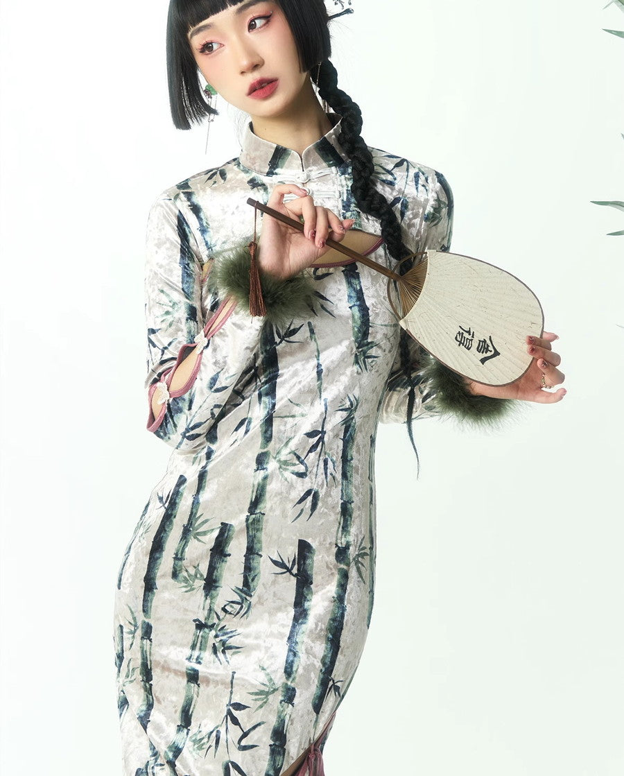 Fur China Embroidery Sleeve-Cut Banboo Nichi Bolero