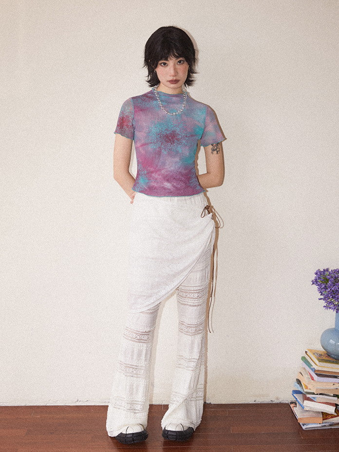 Tie-Dye Pale-Tone Cotton-Candy Nichi Spray Mellow T-Shirt