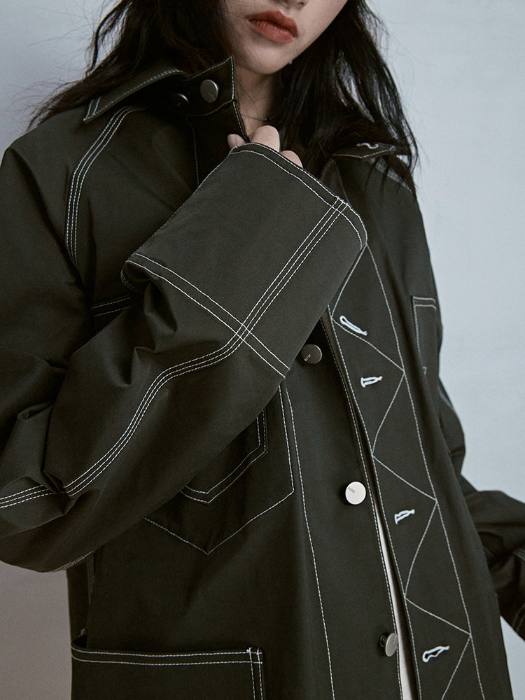 Stitch Oversize Casual Retro Jacke
