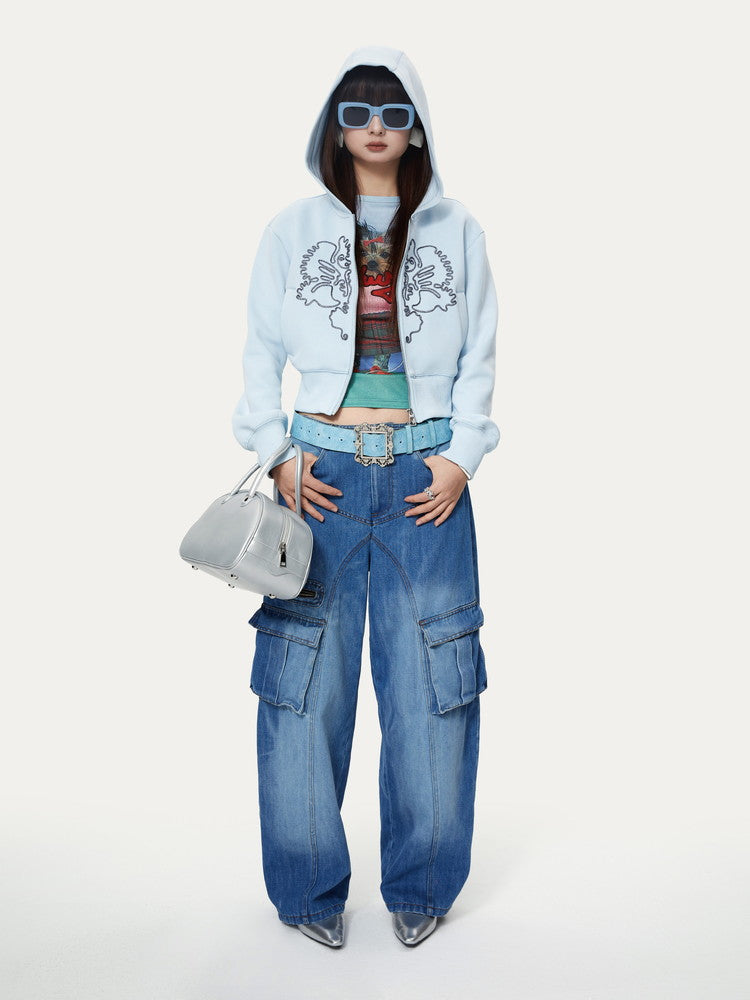 Hoodie Flower Casual Sweat Short Parka