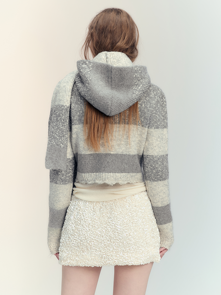 Knit Multi Border Retro Simple Hat&Muffler