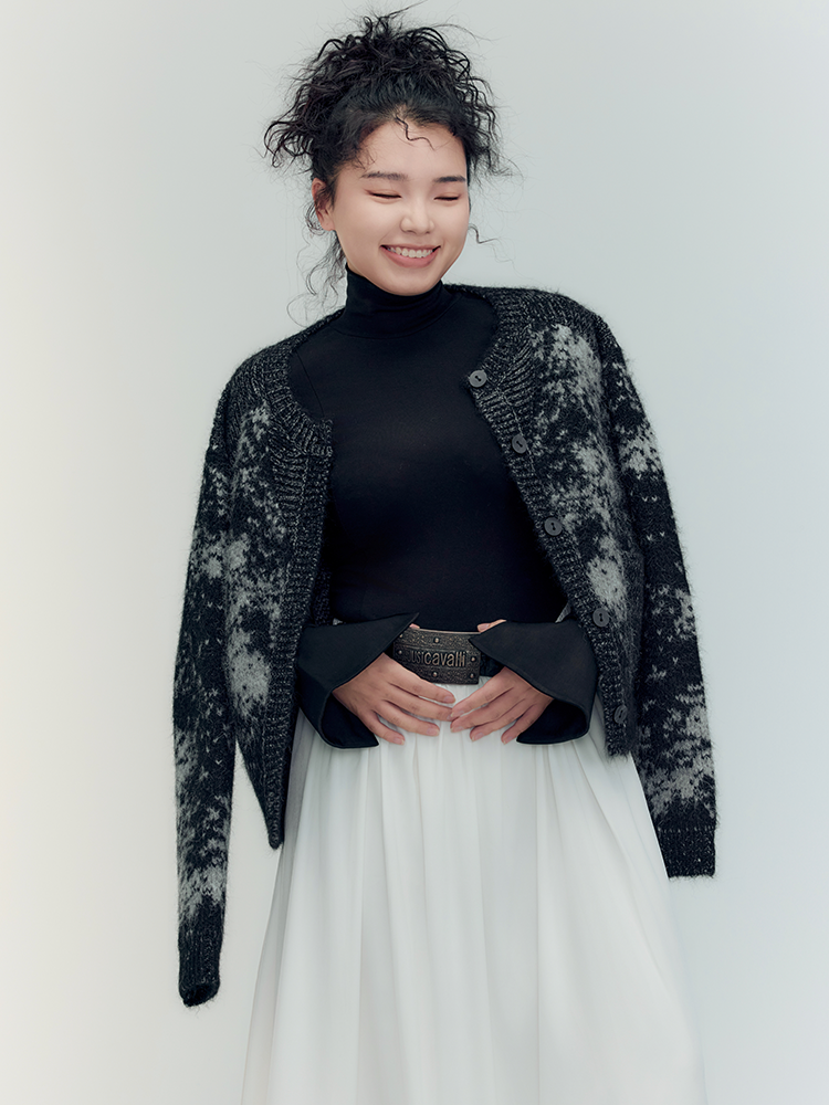 Retro Bi-Color Oversize Strick Cardigan