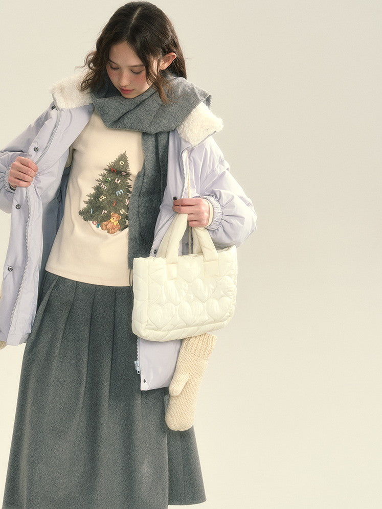 스탠드 콜라 퀼팅면 보아 두꺼운 지구 색상 다운 재킷