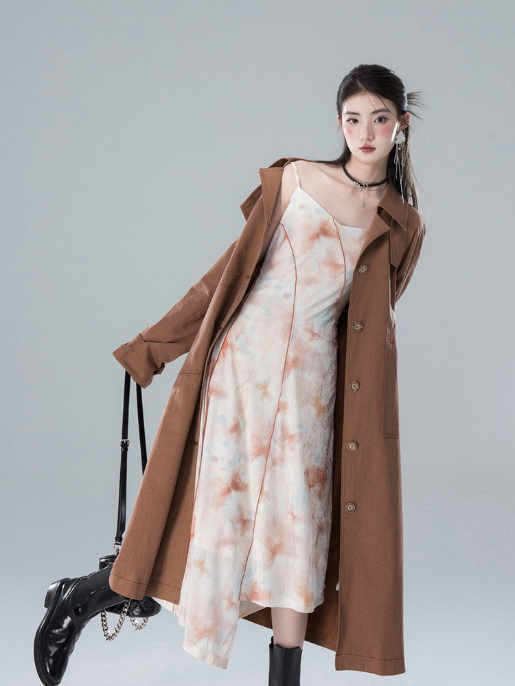 Velvet Floral Camisole Sheer Pale Long Dress
