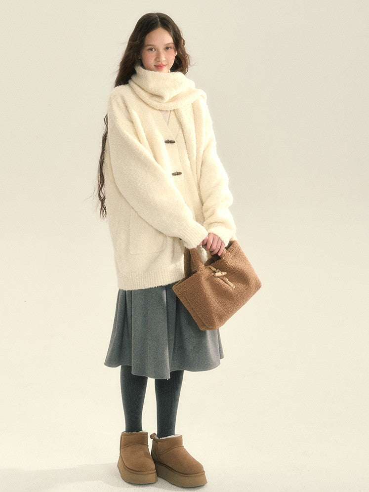 V-Neck Oversize Knit Long Cardigan