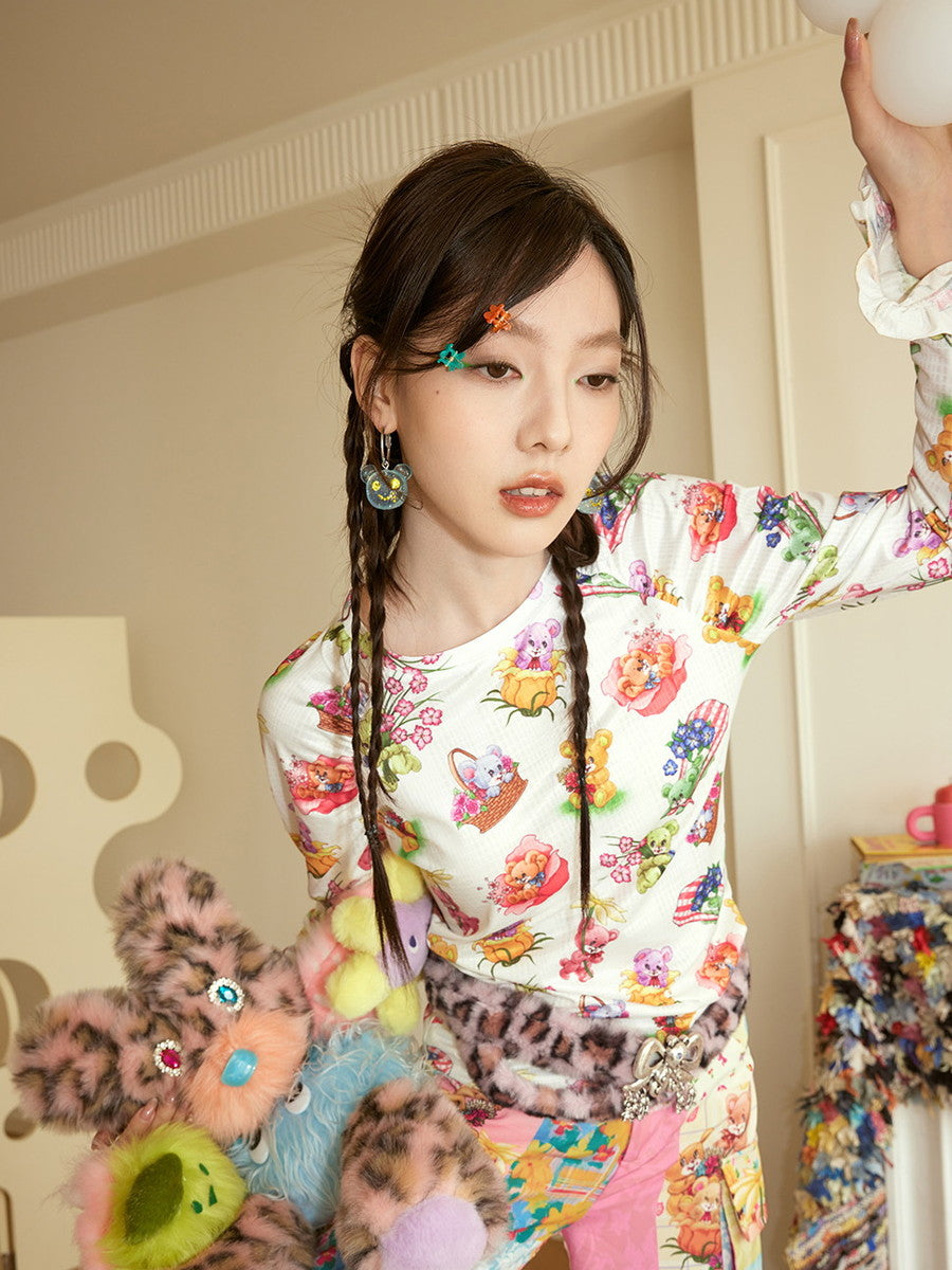 Bear Stone Clear Fancy Pierced Earrings Necklace