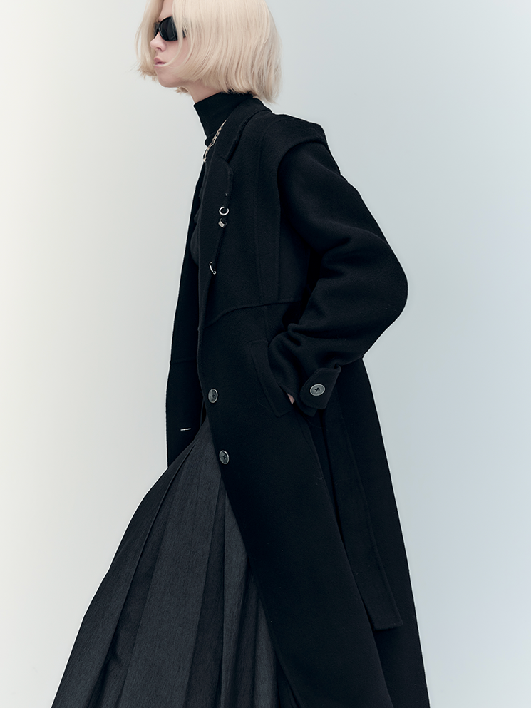 하이엔드 울 니치 버튼 쿨 롱 코트