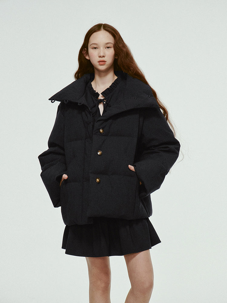 Cotton Casual Plain Wool Simple Down-Jacket