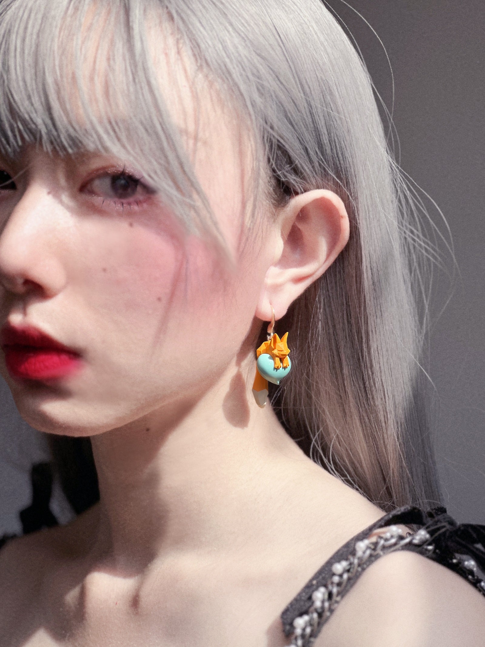 여우 형광 장난감 피어싱&이어클립