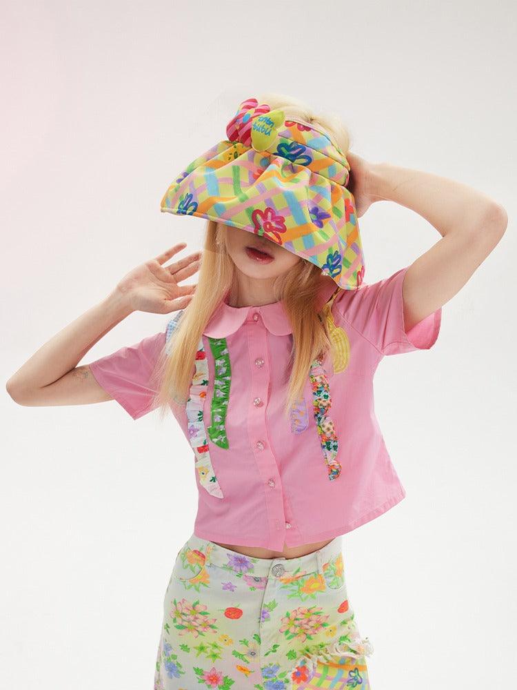 Sunvisor à fleurs à carreaux