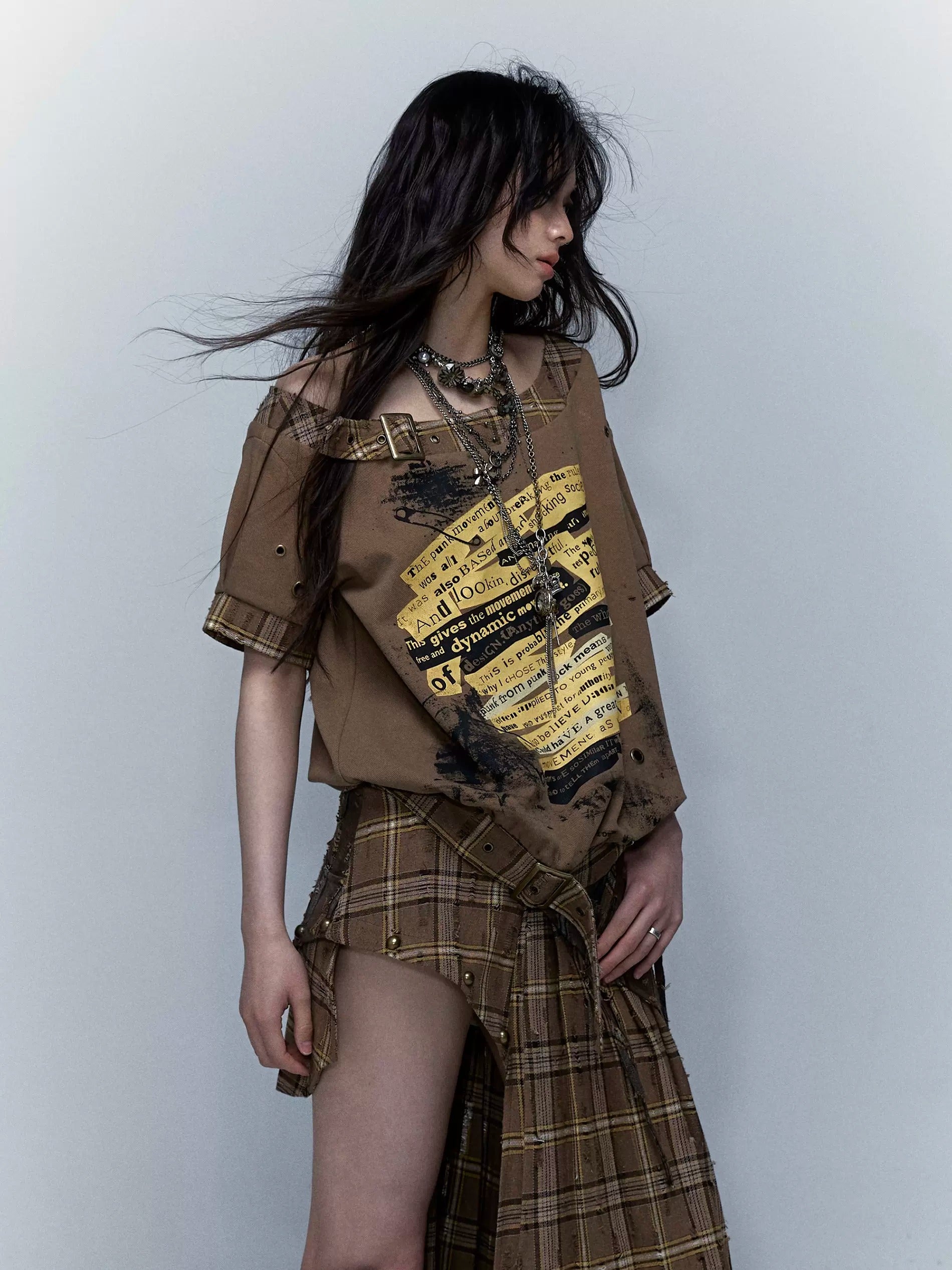 Rock Patchwork Printed Loose Short-sleeved T-shirt