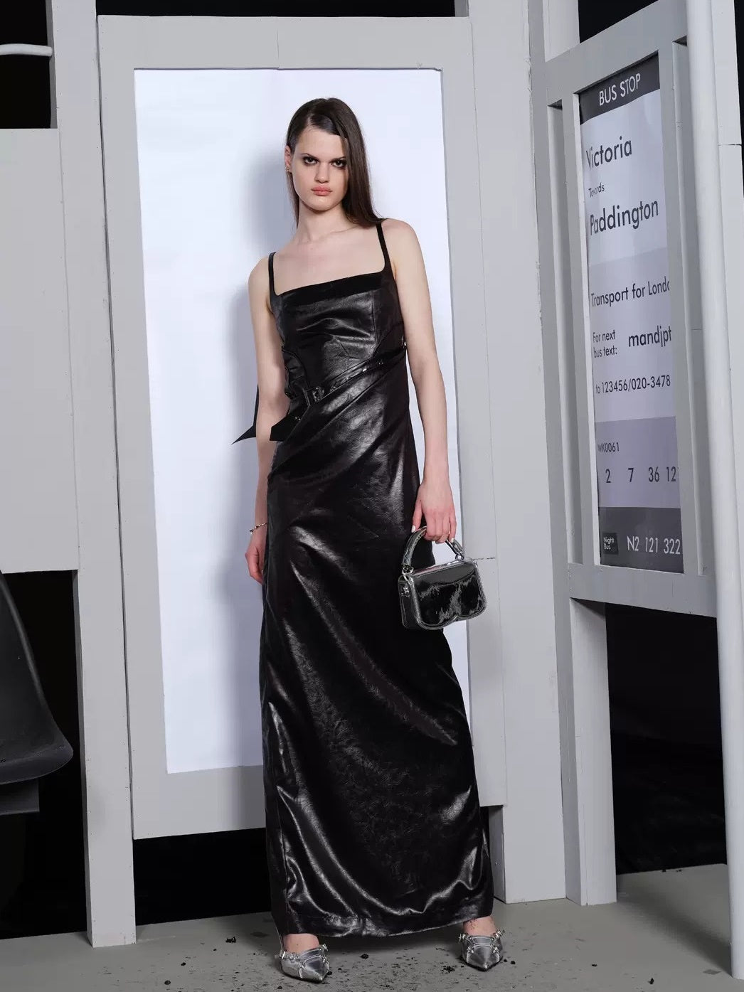 Leather And Satin Suspender Dress