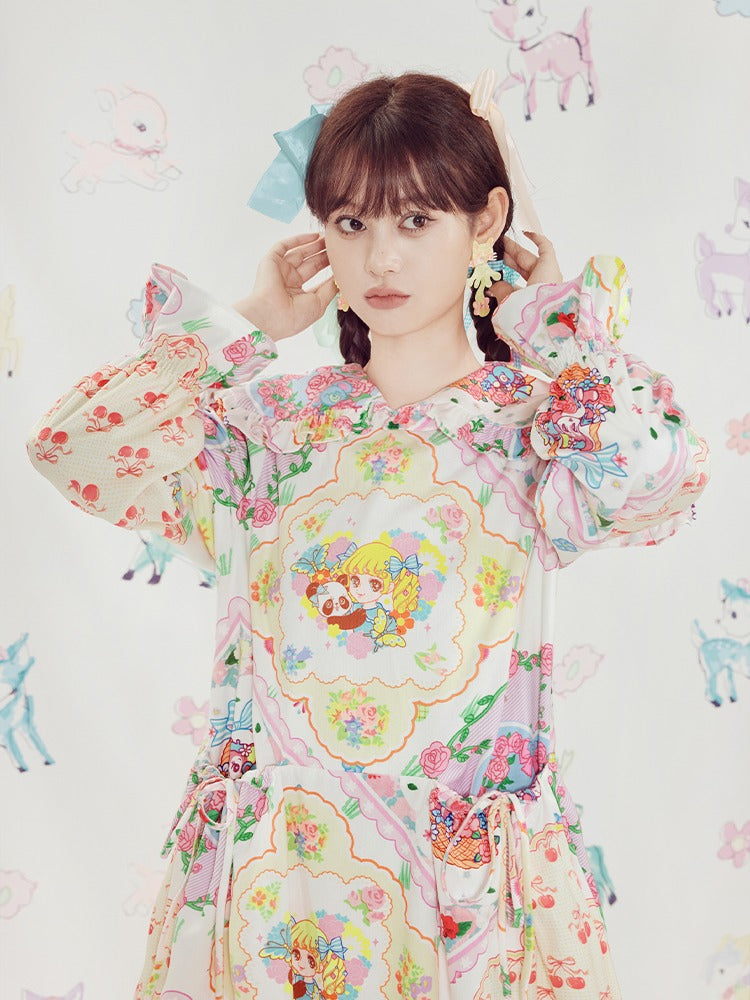 Tension à imprimé princesse A-line robe