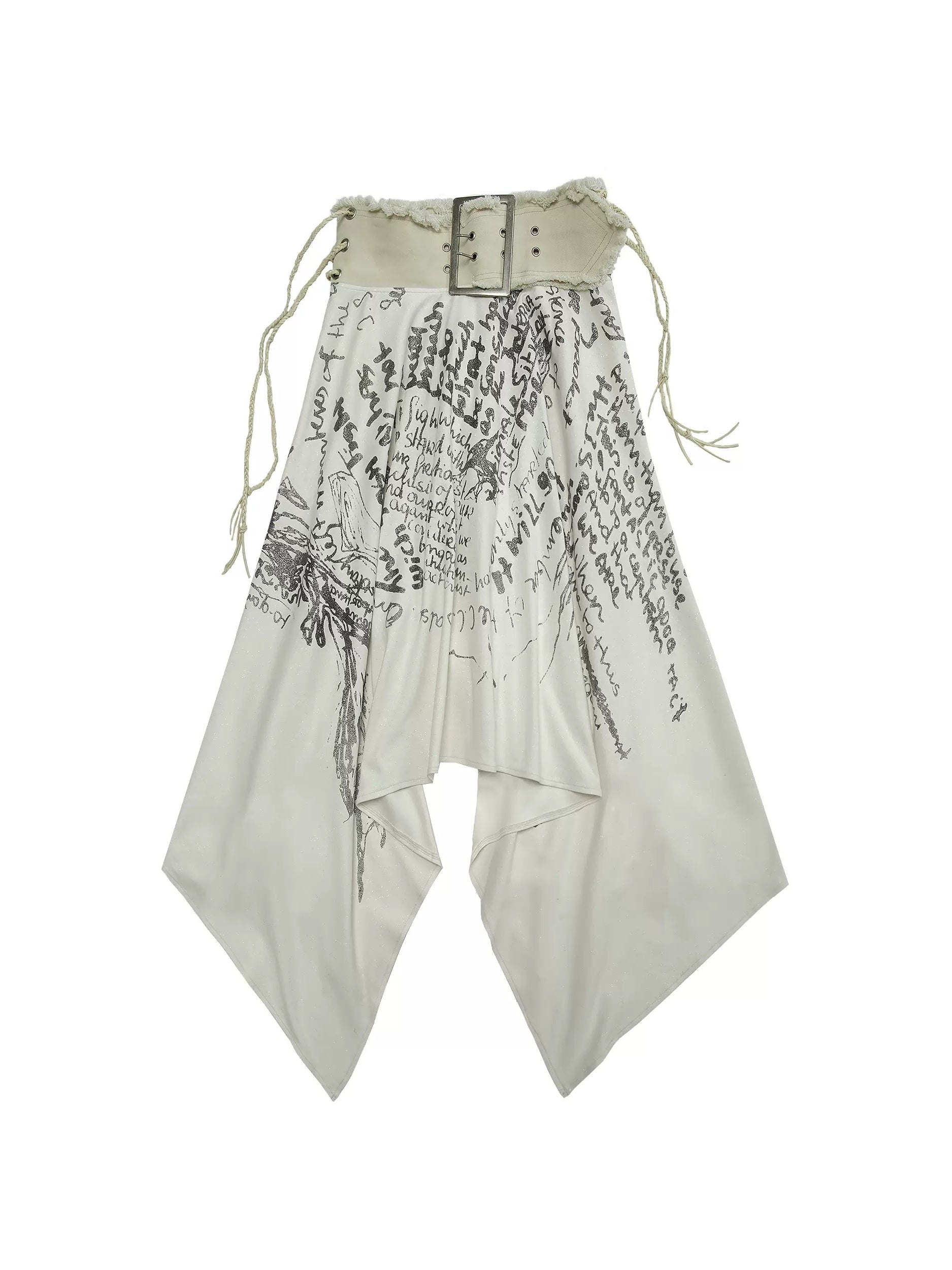 Print 2way Bare-top Belted Skirt