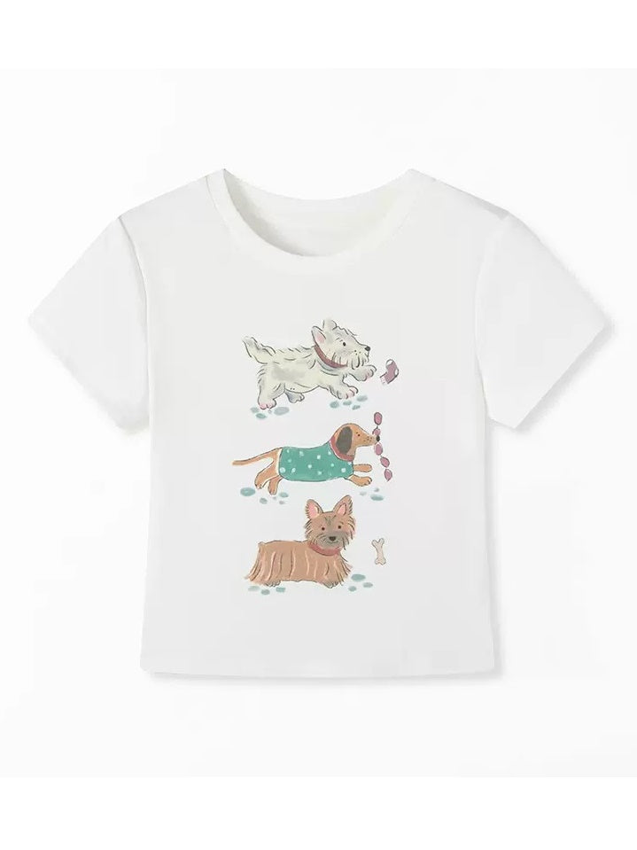 Cute Puppy Printed Short-sleeved T-shirt