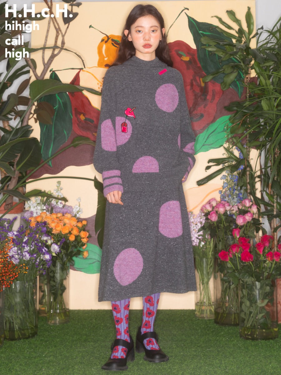 Calla Lily Sticked Polka Dot Jacquard Kapuzenpullover & Rock