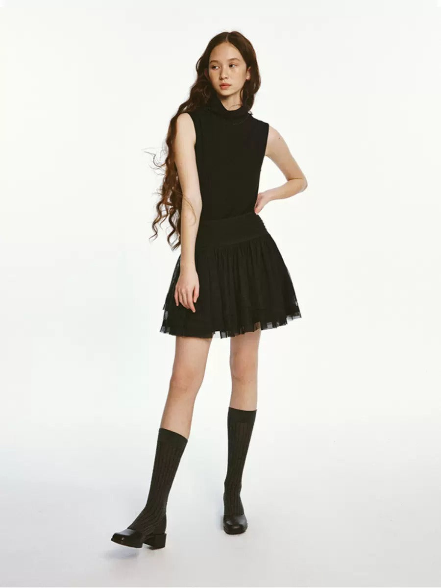 Fake Two-piece Mesh Sleeveless Dress