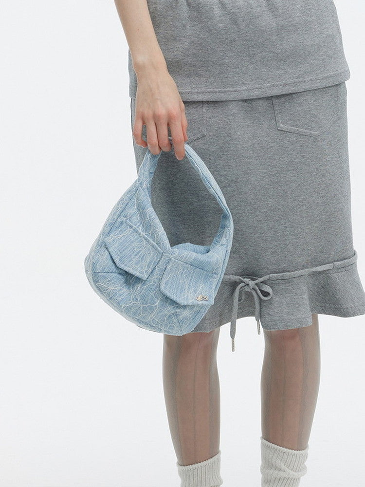 Small Denim Embroidery Flower Bag