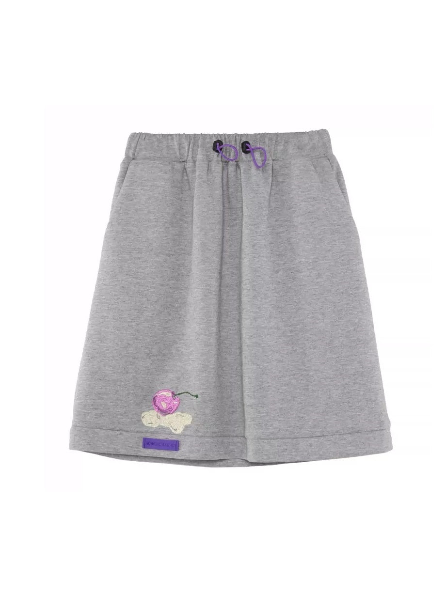 Retro Cherry Embroidery Gradient Loose T-shirt & Skirt