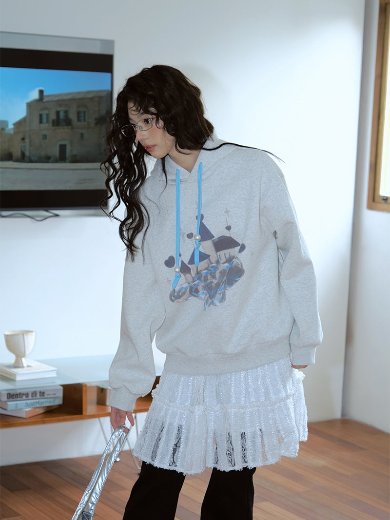 까마귀 그래픽 캐주얼 커버 간단한 파카