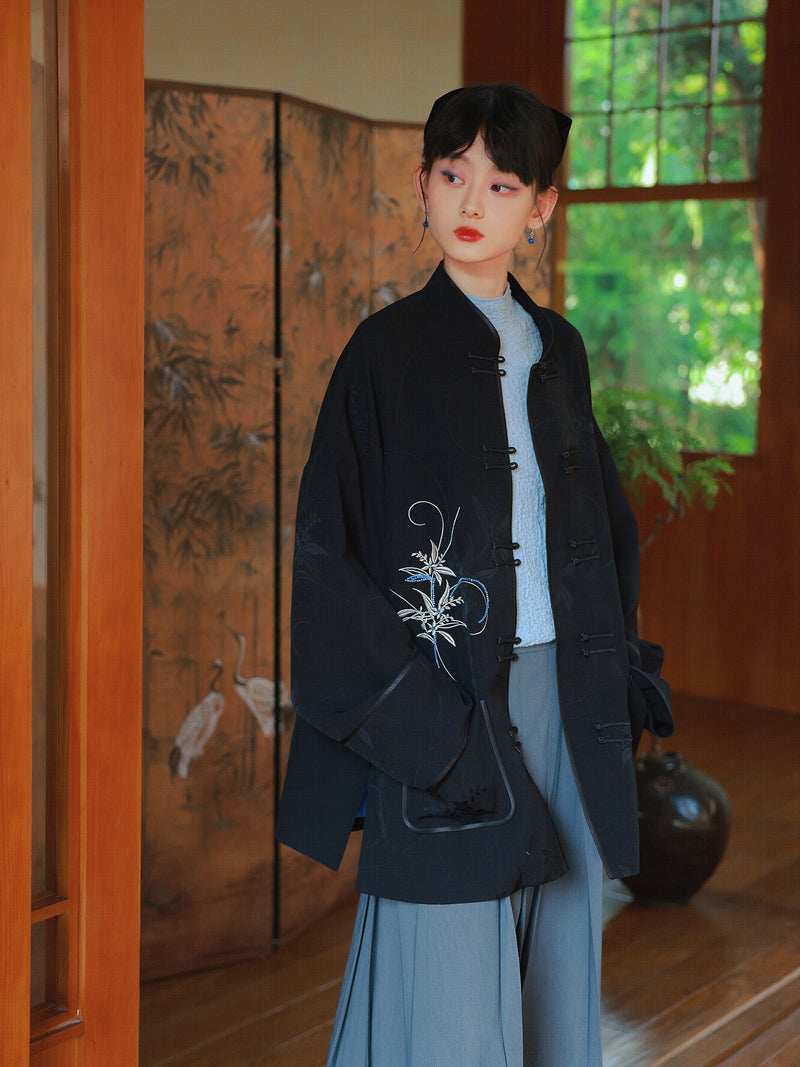 중국 자수 벨벳 고급 대형 재킷