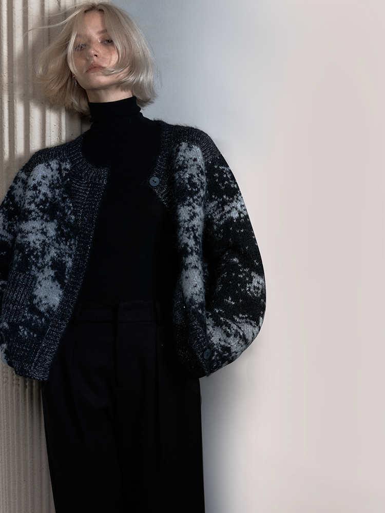 Retro Bi-Color Oversize Strick Cardigan