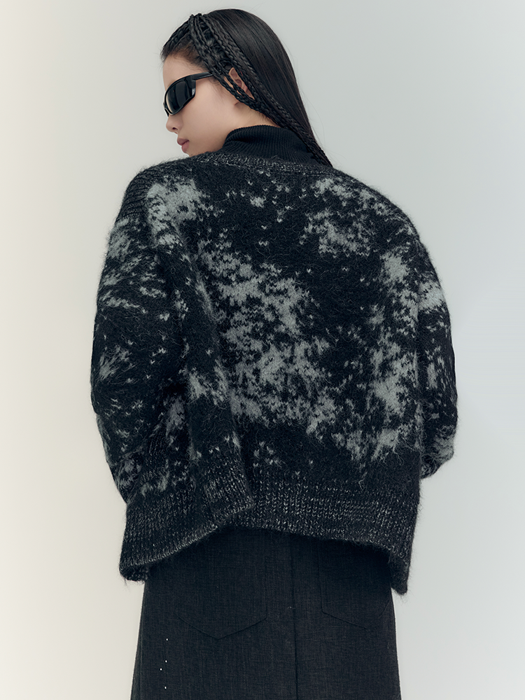 Retro Bi-Color Oversize Strick Cardigan