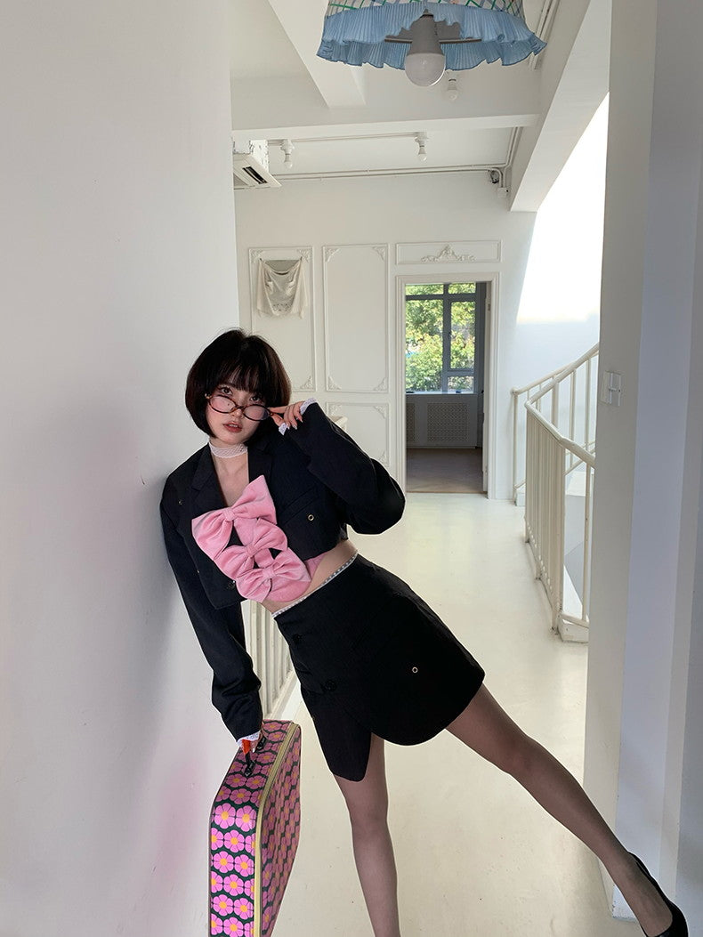 Simple Modern Plain Short-Jacket&Minis-Kirt