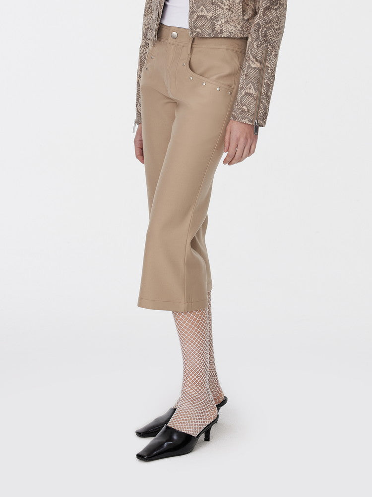 Studs Flare Casual Plain Simple Half-Pants