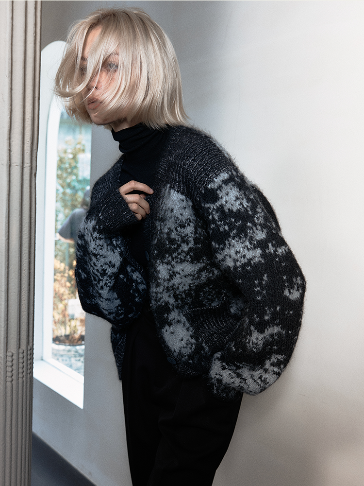 Retro Bi-Color Oversize Strick Cardigan