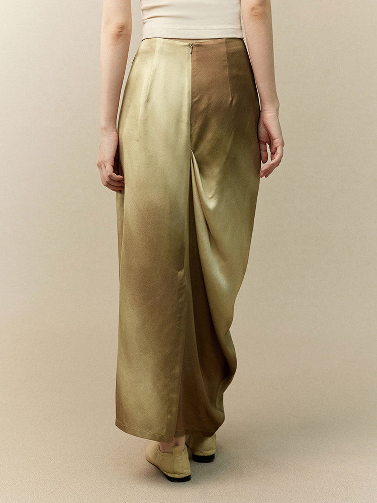 Tie-Dye Marble Retro Asymmetry Balloon Classy Long-Skirt