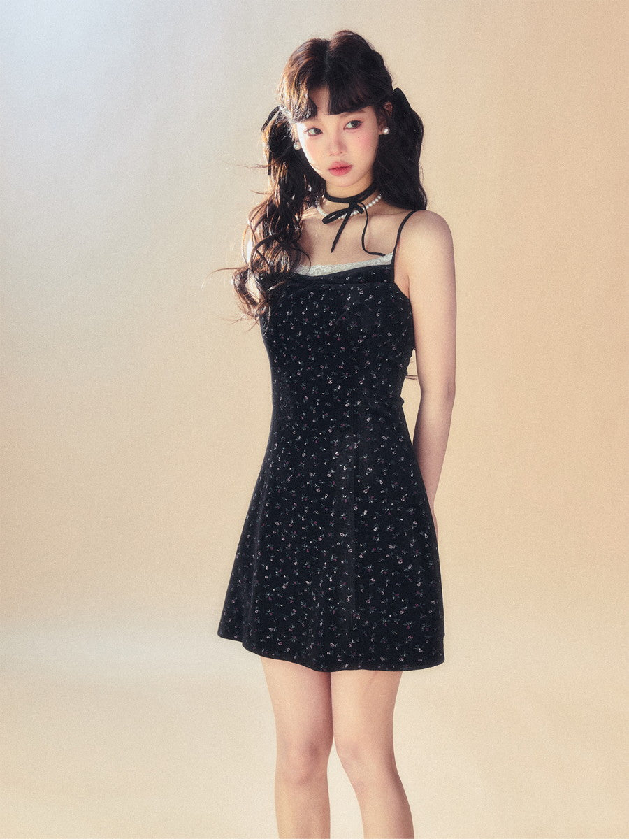 레이스 꽃의 짧은 여성 플레어 카미솔-나이트 피스