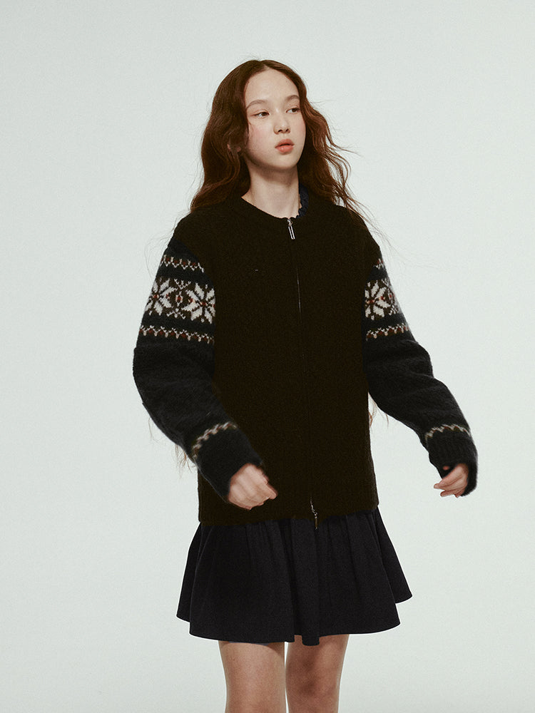 Crew-cou nordique zip décontracté zip tricot cardigan