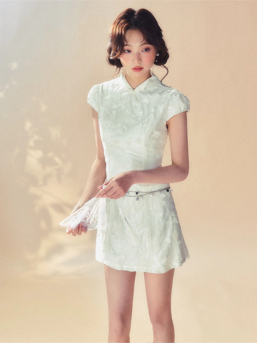 Broderie chinois courte papillon classe chic