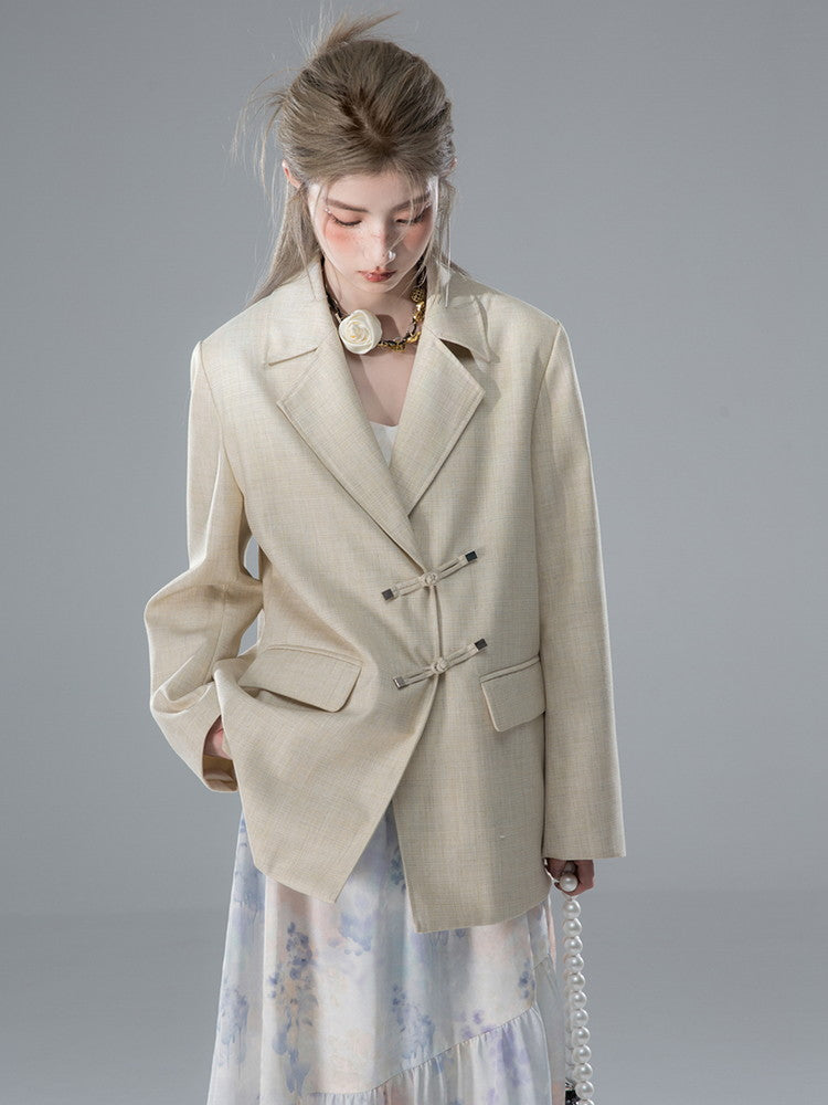 Jacket&Mini-Skirt Lace Box-Pleats Ovreszie Suit Set-Up