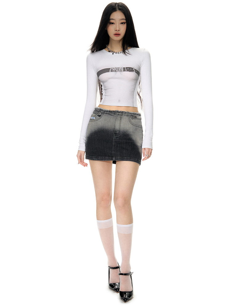 데님 타이트 그라데이션 니치 니니 스커트