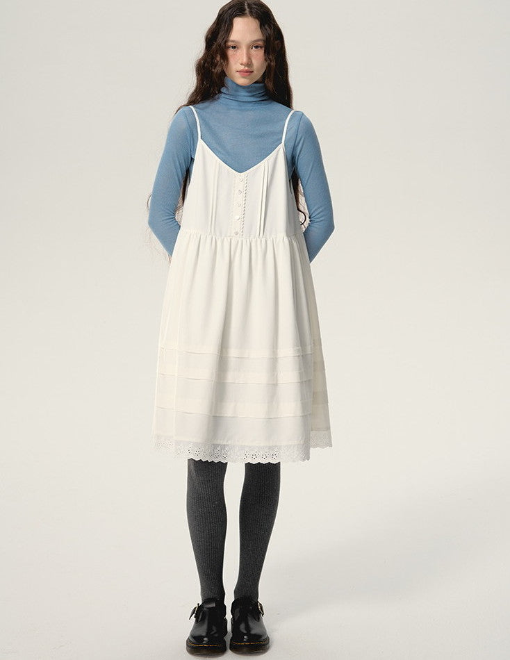 Lace Tiered Natural Simple Layered Camisole-One-Piece