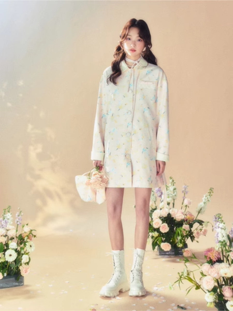 Blume Hoodie Retro süße süße mittlere Trenchcoat