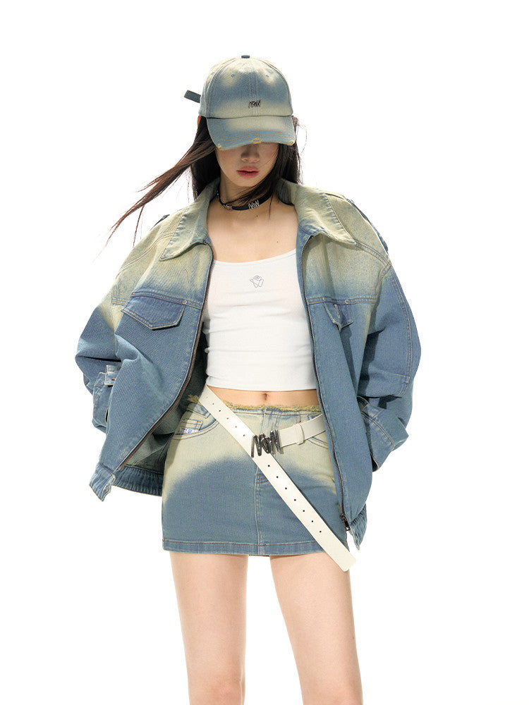 오버 사이즈 워시 드 캐주얼 드롭 어깨에 드레임-재킷