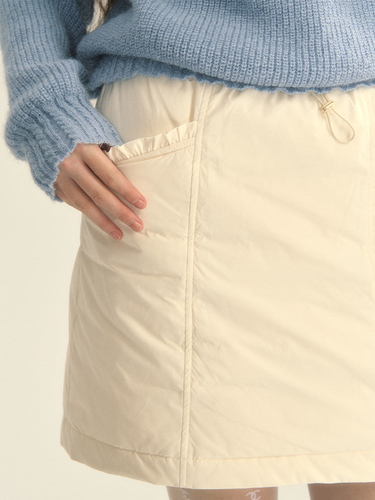 Cotton Quilting Ribbon Set-Up Cute Down-Jacket&Mini-Skirt