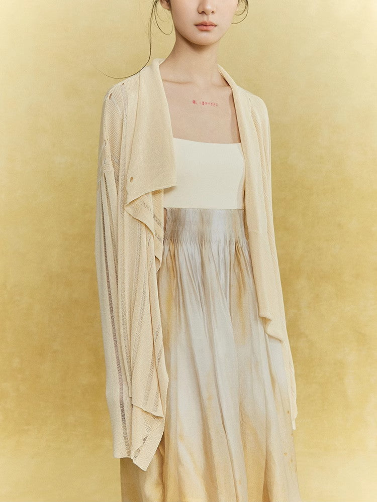 Knit Thin Sheer Long Oversize Effortless Cardigan