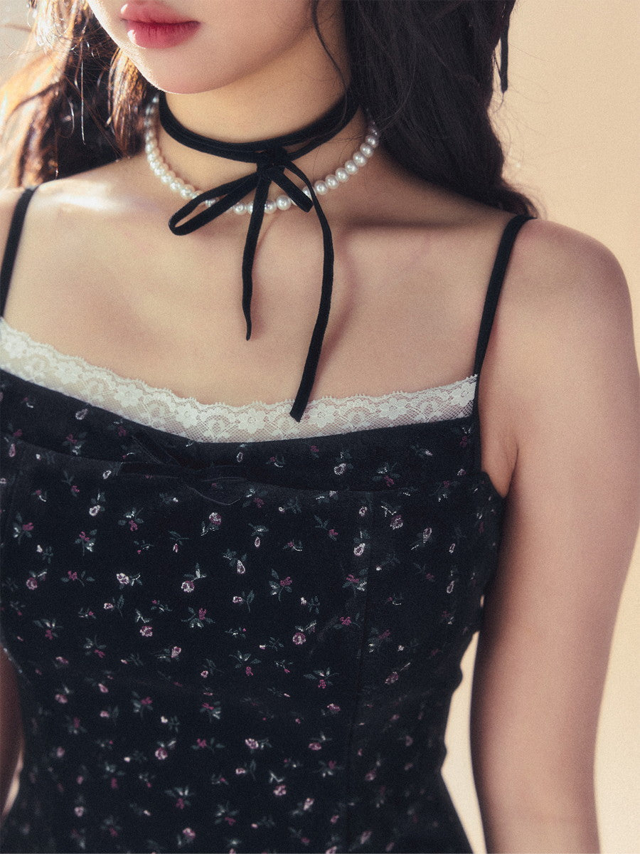 레이스 꽃의 짧은 여성 플레어 카미솔-나이트 피스