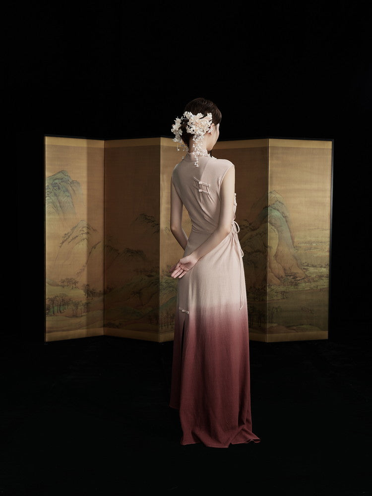 China Drawstring Cut Sexy Gradation Long Dress